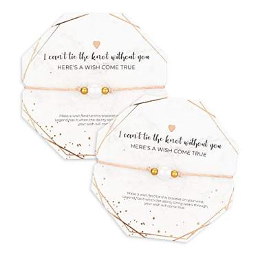 Imagem de Pop Fizz Designs Pulseiras de dama de honra "I Can't Tie The Knot Without You" I Bridesmaid Proposal Wish Braceletes I Rose Gold Plated, 6 pack, Cobre