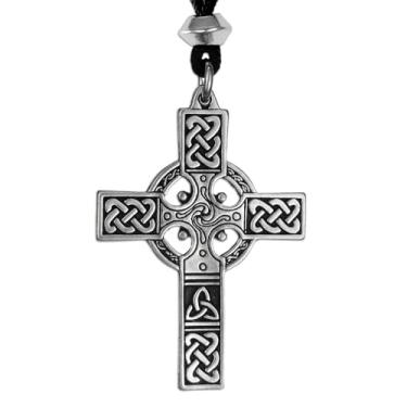 Imagem de Pingente de cruz irlandês com nó celta Pewter pequeno – 3,8 cm de comprimento