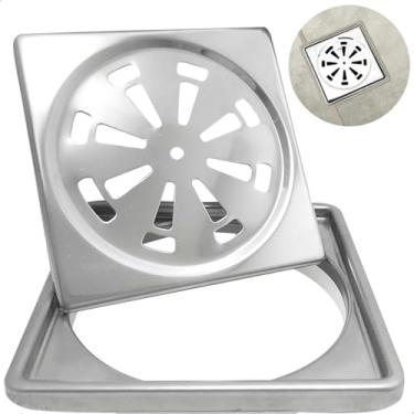 Imagem de Dona D Cor, Porta Grelha E Ralo 10x10 Inox Kit Caixilho Suporte Com Ralo Quadrado Simples Para Banheiro Box 10cm Tampa Caixa Sifonad