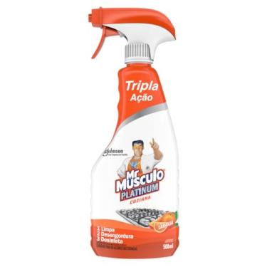 Imagem de Mr. Músculo Desinfetante Platinum Cozinha Laranja, Tripla Ação, Borrifador 500ml