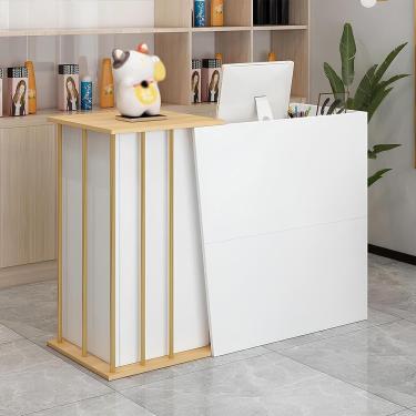 Imagem de Balcão de recepção, balcão de recepção com gavetas com fechadura, mesa de recepção para computador de escritório com armário de armazenamento, balcão de varejo, branco, 100 * 40 * 90 cm