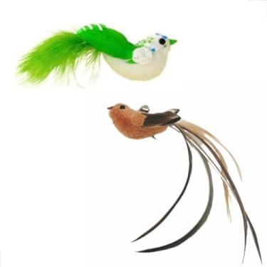 Imagem de Refil Reposição Pássaro Brinquedo para Varinha para Gato Interativo Com Ventosa Fixar Chão Vidro Porta com chocalhinho (Pássaro Marrom e Verde)