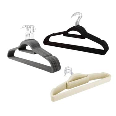 Imagem de Kit com 3 Cabides de Veludo Adulto Preto 45x23cm Altaluce