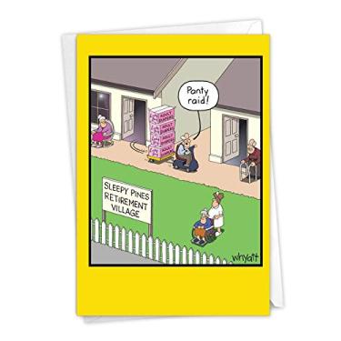 Imagem de Panty Raid - Cartão de aniversário masculino hilário com envelope (4,63 x 6,75 polegadas) - Cartão engraçado de parabéns para homens, vovô, idosos - Cartão de papelaria para comemorações de