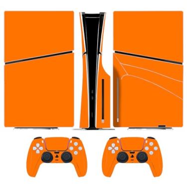 Imagem de Adesivo de película para console de disco fino PS5 capa de decalque de vinil protetor para PS5 Slim Controller (laranja)