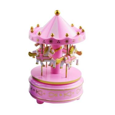 Imagem de Leadigol Caixa de música, caixa de música vintage carrossel carrossel, topo de bolo de aniversário, castelo de melodia, festival de Natal, caixa de música, decoração de mesa para artesanato doméstico