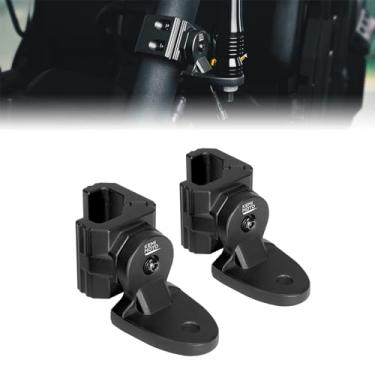 Imagem de KEMIMOTO 2 peças de montagem de luz de chicote UTV, suportes de barra de luz, suportes de antena CB, compatível com Polaris Ranger General Can-Am Defender Commander Maverick Sport Trail Pro Fit, preto
