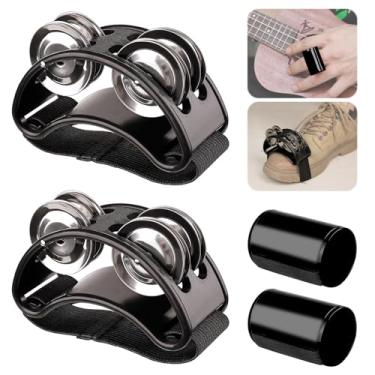 Imagem de Rigych 2 conjuntos de coqueteleiras para pés e agitadores de dedo rítmico com alça elástica, conjunto de instrumentos musicais de percussão para tocar ukulele, guitarra, tambor, bandolim, banjo