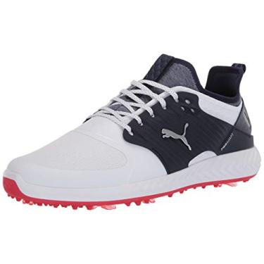 Imagem de PUMA GOLF Ignite Pwradapt Tênis de golfe masculino com gaiola, Puma Puma branco, prata, peacoat, 41