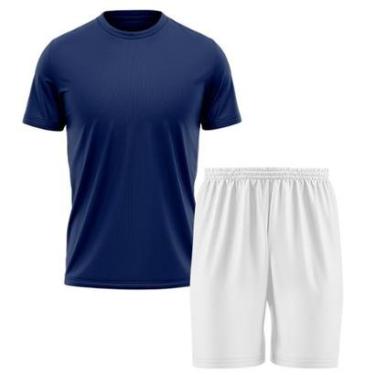 Imagem de Kit Calção Short Futebol Basquete Branco + Camiseta Manga Curta Masculina-Masculino