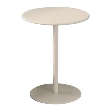 Imagem de Mesa de bar alta mesa de bistrô alta mesa de bar redonda para bar de coquetel com perna e base de metal branco, mesa de jantar pequena mesa lateral para cozinha, sala de estar, quarto, varanda