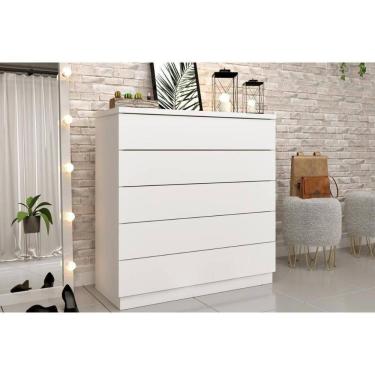 Imagem de Cômoda De Quarto Premium C/ 5 Gavetas Neve - Tcil Móveis