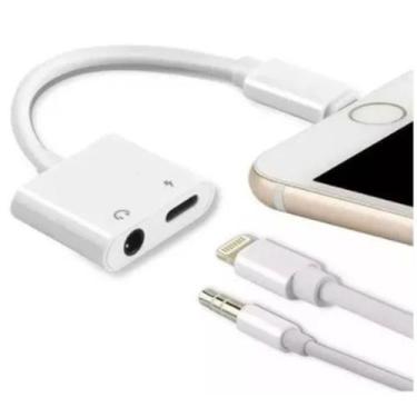 Imagem de Cabo Adaptador celular Dual Lightning Carrega Fone Duplo P2 - A.R Vari