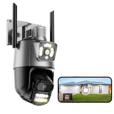 Imagem de Câmera de Segurança 4K para Telhado Externo, Rastreamento de Pessoas, 8x Zoom, Controle Wi-Fi, Visão Noturna, Rotação 355°/90°, Áudio Bidirecional, Armazenamento em Nuvem/TF-(KV-726)