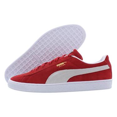 Imagem de PUMA Tênis masculino Select Suede Classic Plus, Alto risco vermelho/nuvem branco-vermelho, 42