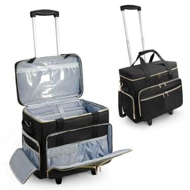 Imagem de ORKELS Bolsa de professor de rodinhas com carrinho removível, bolsa de professor com rodas para laptop, livros e suprimentos, espaçosa e durável com fácil manobrabilidade (preto)