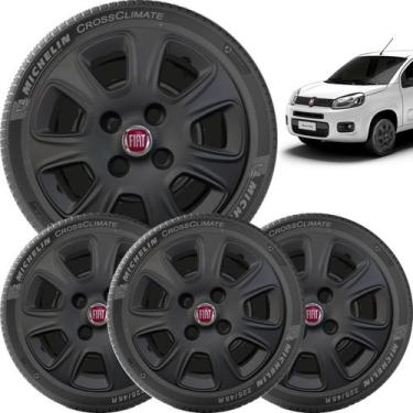Imagem de 4x Calotas Fiat Vivace 2011 a 2013 aro 13 Preto 076cb - grid