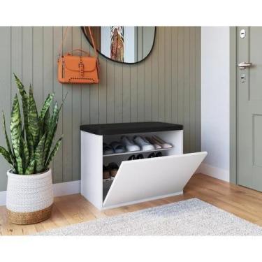 Imagem de Sapateira Puff Baú Organizador de Calçados 65cm Branco Móbile