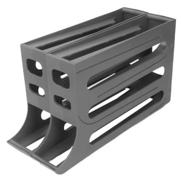 Imagem de Organizador de Rolo de Ovo, Recipiente de Ovo de Rolamento Automático Quatro Camadas Reutilizável Bandeja de Ovo Organizador Cestas de Ovo Rack de Armazenamento de Ovo para (Cinza)
