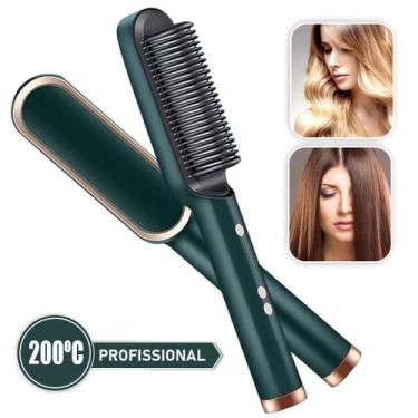 Imagem de alisador de cabelo pente quente anti-escaldante cerâmica modelador de 