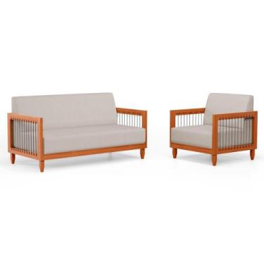 Imagem de Kit Poltrona e Sofá Varanda Samoa Madeira Maciça com Cordas Náutica Li