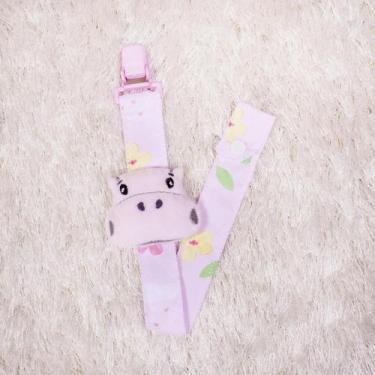 Imagem de Prendedor de Chupeta Cordão para Bebê - Miguel Baby, Hipopotamo Rosa