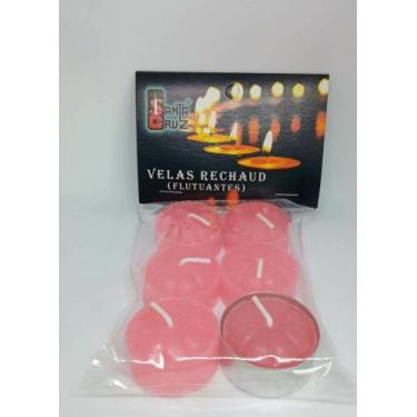 Imagem de 6 velas rechaud flutuante rosa decoração com porta-vela - Santa Cruz