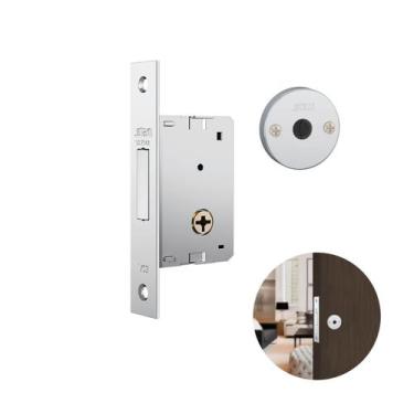 Imagem de Fechadura Treta Auxiliar Em Inox Redonda Para Porta Residencial Pivota