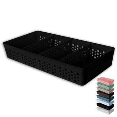 Imagem de Cesto Organizador Armário Gaveta Lavanderia Trama Rattan 33x17 c/ 3 Di