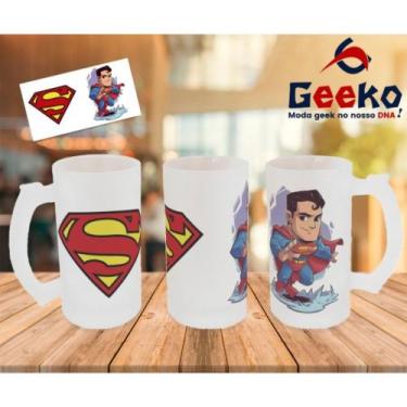 Imagem de Caneca de Chopp Superman Super-Homem Geeko, Jateada, 500ml