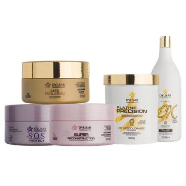 Imagem de Kit Cronograma Capilar + Pó Descolorante White + OX 30 Vol - Dyusar  C