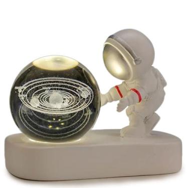 Imagem de Luminária Led Cristal Mesa Criativo Enfeite Sala Decorativo Astronauta