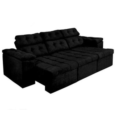 Imagem de Sofá Itália 210 cm Retrátil e Reclinável Suede Veludo Preto  Sofá na W