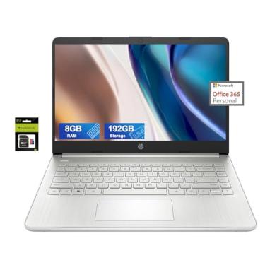 Imagem de HP Laptop ultraleve 14 para estudantes e negócios, Intel Core N4120 (4 núcleos), 8 GB de RAM, 192 GB de armazenamento (128 GB eMMC + 64 GB Micro SD), 1 ano de escritório 365, Win 11 S, HDMI, WiFi,