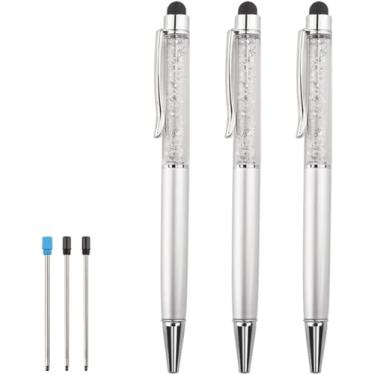 Imagem de Canetas esferográficas Bling Crystal Diamond Pen Stylus capacitiva para tela sensível ao toque com refis de reposição pontas de borracha para iPhone, iPad, Kindle Touchscreen, dispositivos 3 peças de