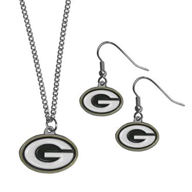 Imagem de NFL Siskiyou Conjunto de brincos e colar de corrente feminino Green Bay Packers tamanho único cor da equipe