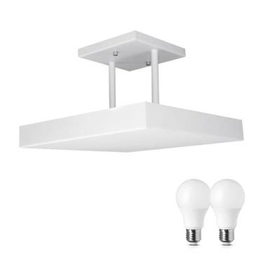 Imagem de Lustre Plafon Pendente Luminária Luz Indireta 30x30 Branco + Lâmpada L