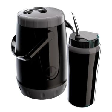 Imagem de Kit Tererê Unitermi Preto Garrafa 2,5L e Copo 650ml Térmico