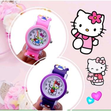 Imagem de Kit Relógio Infantil Analógio Menina Princesa Disney Desenho 3D Silico