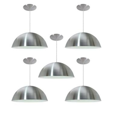 Imagem de Kit 5 Luminária Pendente Meia Lua 40cm Interior Branco Brilho Fiação 1