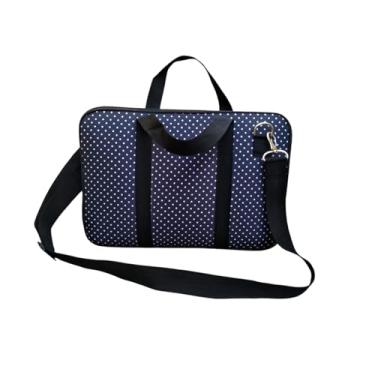 Imagem de Capa para Notebook 15.6” com Alça | Estampa Poá Bolinhas Preta | Neoprene Leve, Resistente e Compacta