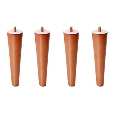 Imagem de Kit 4 Pés Palito 17cm de Madeira para Móveis, acompanha Suporte de Fix
