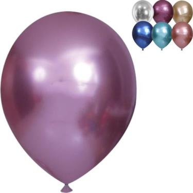 Imagem de Pacote Com 25 Balões Bexiga Cromado, Balões 5 Polegadas, Balão Metaliz