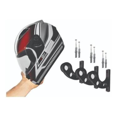 Imagem de Kit 3 Suportes De Parede Para Capacetes Vermelho - 3D Art