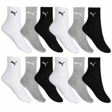 Imagem de Kit 12 Pares de Meia Puma Esportiva Cano Médio Masculino - Mescla, Mes