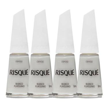 Imagem de Kit 4 Esmalte Risqué Cor Bianco Puríssimo Hipoalergênico 8ml