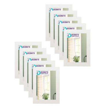 Imagem de kit 5 Espelhos 10x15 Moldura branca para casa, decoração, sala, banhei