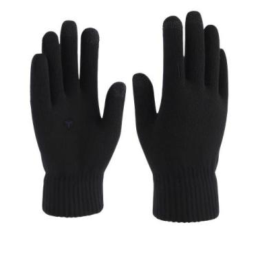 Imagem de Luva de Lã Preta Básica Grossa  Feminina e Masculina Moda Outono Inver