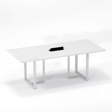Imagem de Mesa de Reunião Retangular com Power Box Tubular P25 Pandin 2,6 M Bran
