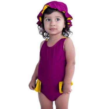 Imagem de Maiô De Bebês Com Babadinho e Chapéuzinho Dupla Face - HYPE MODAS, Mai